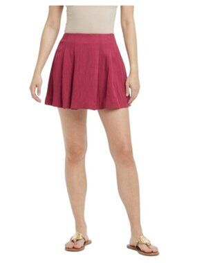 A New Day Women's Burgundy Pleated Skort Size 12 With Side Zipper Closure